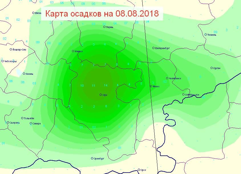 Карта осадков красный