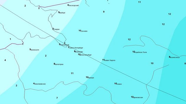 Карта погоды Петербург снежный покров