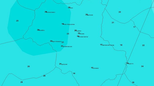 Карта погоды снег в Москве