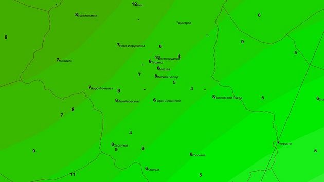 Карта погоды снегопад